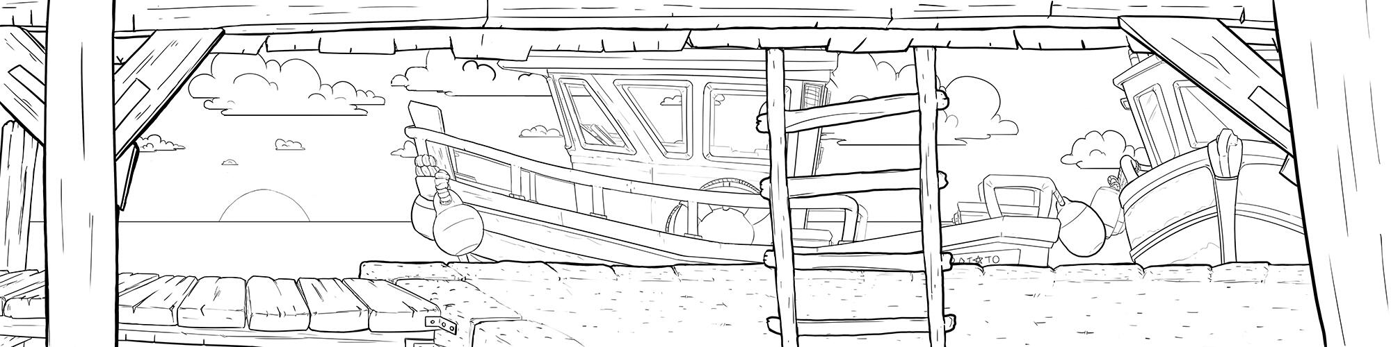 Pan of the dock in the morning